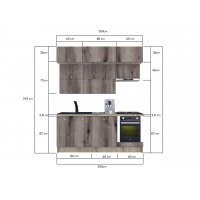 Bucatarie ZONE B 200 FRONT PAL K002 / decor K366